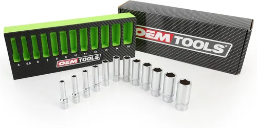 Miniatura 5 de OEMTOOLS 23986 Juego de 12 llaves de 1/4 unidad de profundidad, juego de llaves profundas métricas 5-15mm, llaves de acero de aleación tratadas