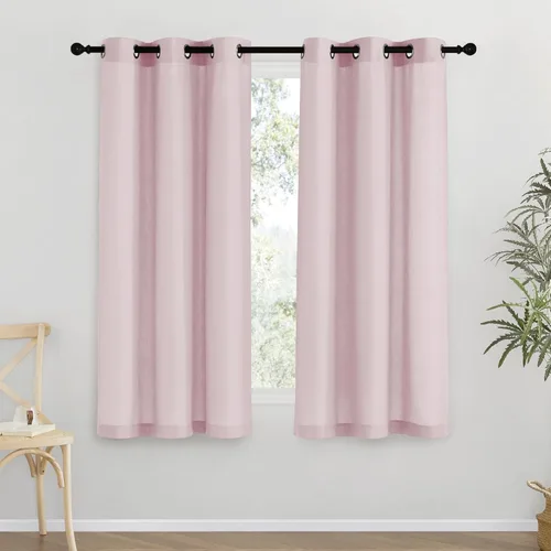 Miniatura 109 de NICETOWN Cortinas de lino natural con textura de lino para dormitorio, mezcla de lino rústica con ojales en la parte superior, semitransparentes