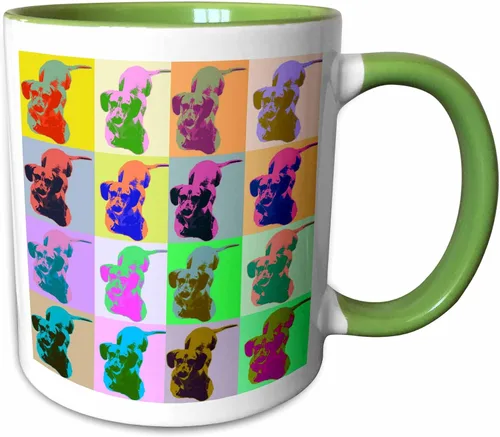 Miniatura 10 de 3dRose Carton Dachshund Pop Art - Taza de 15 onzas Blanco