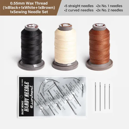 Miniatura 2 de WUTA Juego de agujas de coser a mano de hilo encerado, suministros de costura de cuero para tapicería del hogar, bolsas de lona de cuero, sofá
