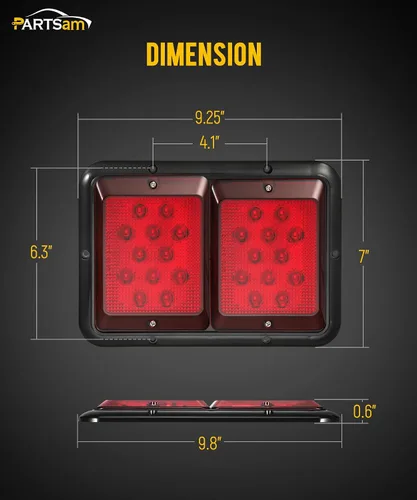 Miniatura 7 de Partsam 2X Luces Traseras Dobles para RV, Camión Camper y Remolque, 24-2835 LED, Montaje en Superficie Horizontal y Vertical, Luz Trasera Roja, Rojo