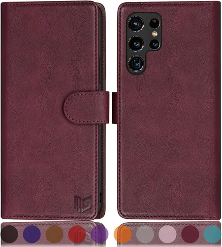 Miniatura 11 de SUANPOT Funda de cuero tipo cartera para Samsung Galaxy S22 Ultra con bloqueo RFID, tarjetero para tarjetas de crédito, funda de teléfono con tapa