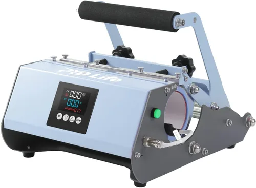 PYD Life Máquina de prensa térmica de vaso de 110 V, máquina de prensa de tazas azules para sublimación recta de 30 onzas, 20 onzas, 16 onzas, vasos