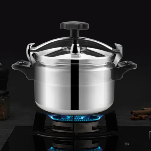 Miniatura 5 de Horoper Olla a presión para el hogar, aleación de aluminio, 5L, plata, a prueba de explosiones, gran capacidad, doble fondo, fácil de abrir