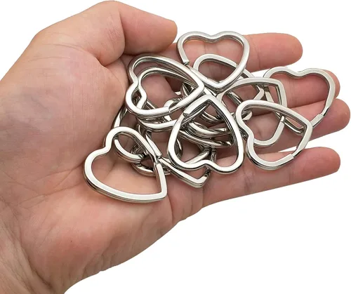 Oubaka 30 llaveros divididos en forma de corazón, llaveros de metal para manualidades para la organización del hogar, oficina, proyectos de artes y