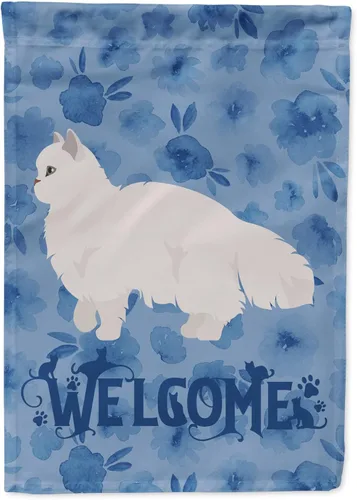 Miniatura 355 de Caroline's Treasures CK4813CHF - Bandera de bienvenida con gato abisinio azul, manga grande, para porche, para colgar en la pared, poliéster
