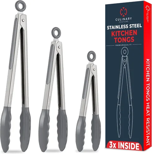 Pinzas de silicona para barbacoa de cocina, Gris