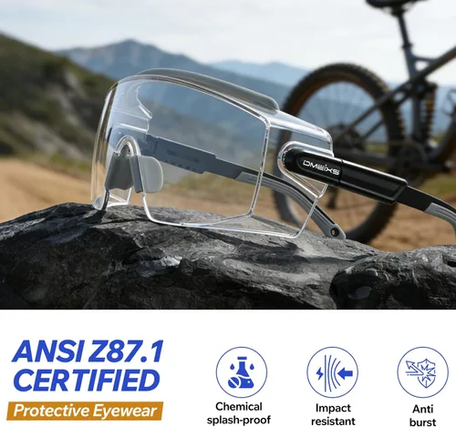 Miniatura 6 de Paquete de 2 lentes de seguridad para colocar sobre gafas con lente antivaho y arañazos, lentes de seguridad ANSI Z87.1, patillas ajustables
