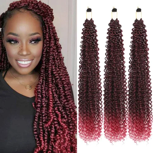 Miniatura 25 de Pelo de ganchillo Ocean Wave de 30 pulgadas, 3 paquetes de cabello trenzado de onda profunda, cabello rizado profundo con ganchillo para mujeres