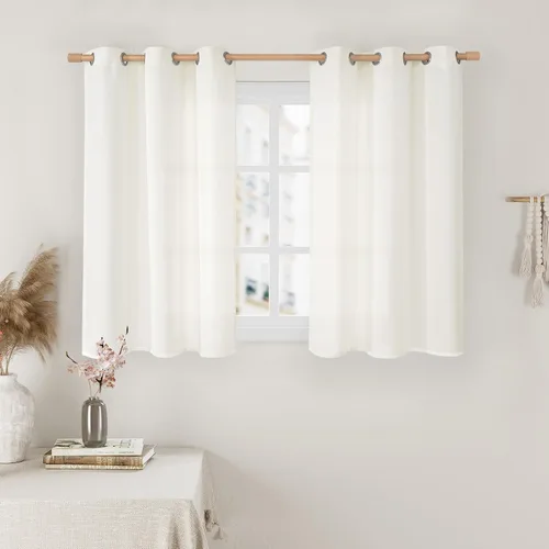 Miniatura 32 de LAMIT Cortinas de Lino Blancas Semitransparentes para Dormitorio, Paneles Filtrantes de Luz, Cortinas de Lino con Ojales de Protección de Privacidad