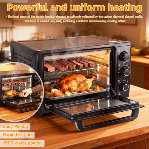 Miniatura 6 de Horno de encimera combinado de freidora de vapor y aire de 34 cuartos de galón / 32 litros, 1500 W, horno tostador multifuncional con temporizador