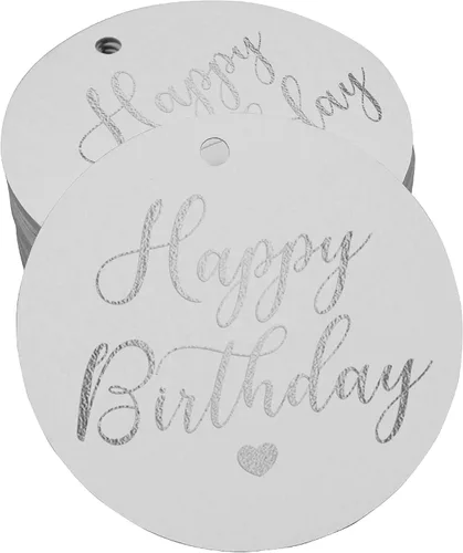 Miniatura 11 de Etiqueta de papel para colgar con texto en inglés «Happy Birthday» (50 unidades)