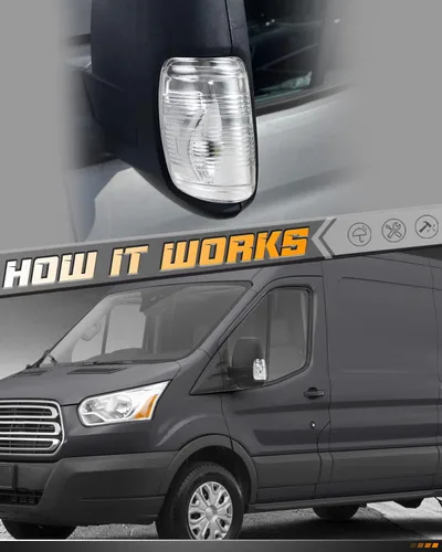 Miniatura 4 de HERCOO Luz indicadora de espejo lateral, luz intermitente, carcasa transparente compatible con Ford Transit 150 250 350 350 HD 2015-2022, lado