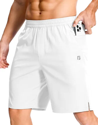 Miniatura 66 de GGJ Pantalones cortos deportivos ligeros para hombre con 2 bolsillos con cremallera de 7/5/9 pulgadas, pantalones cortos de tenis de secado rápido