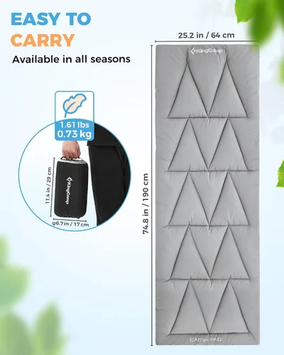 Miniatura 5 de KingCamp Almohadilla para Catre de Campamento, Colchoneta Cómoda y Ligera, Cubrecolchón Esponjoso Suave Cálido Antideslizante para Exteriores