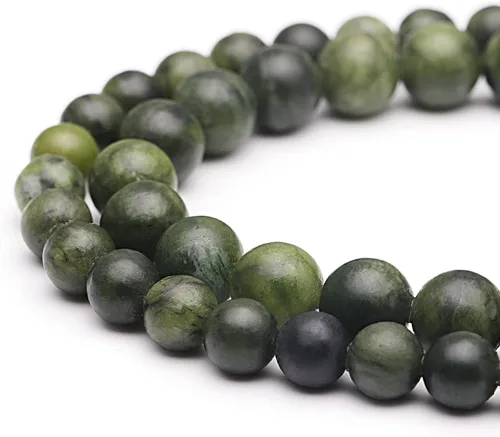Miniatura 3 de Youngbling Cuentas de jade natural para hacer joyería, cuentas de jade verde pulido de 8 mm redondas y lisas, piedra auténtica para pulseras