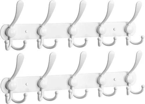 Miniatura 9 de NearMoon Perchero montado en la pared, paquete de 2 ganchos resistentes para toallas de baño, de acero inoxidable, gancho de metal para toallas