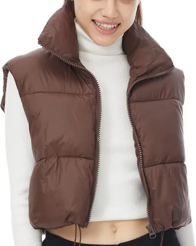 Miniatura 2 de Chaleco acolchado de invierno para mujer, cuello alto, ligero, sin mangas, chaleco acolchado