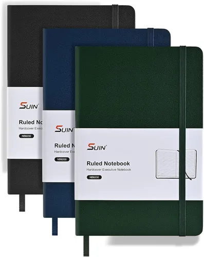 Miniatura 8 de SUIN Cuadernos rayados para el trabajo, la escuela y el diario, tapa dura, tamaño mediano A5 de 5.6 x 8 pulgadas, 160 páginas, papel grueso de 3.53