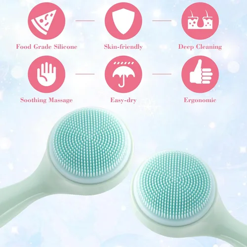 Miniatura 7 de HINZIC Paquete de 2 cepillos de limpieza facial manual de silicona, agradable a la piel, impermeable, limpiador exfoliante para puntos negros