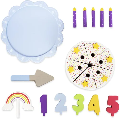 Miniatura 4 de Comida de Juego de Simulación para Niños Pequeños de 2-5, Pastel Falso de Cumpleaños de Madera con Velas y Números, Juguetes de Regalo de Cocina
