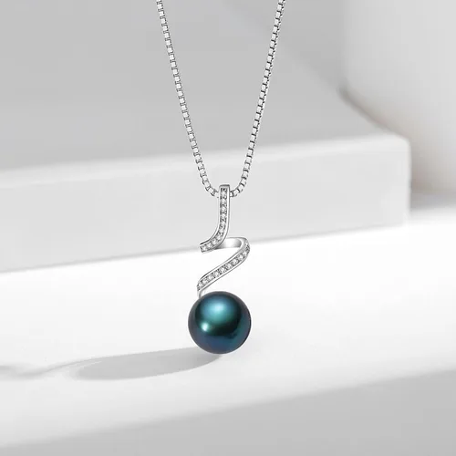 Miniatura 35 de Collar de perlas negras, blancas, doradas, grises para mujer, collar con colgante de plata esterlina, perlas cultivadas en agua salada auténticas