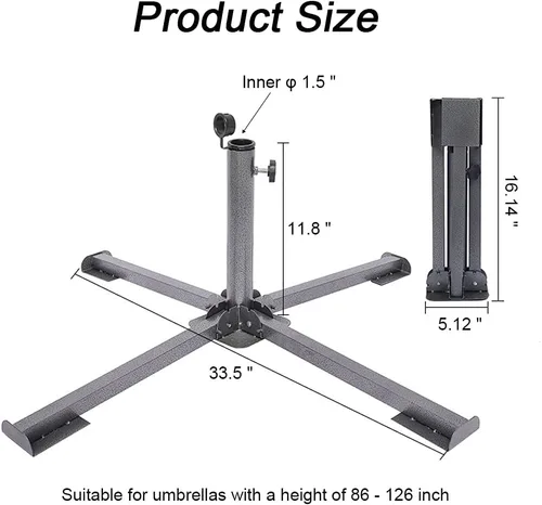 Miniatura 2 de Soporte de anclaje plegable para patio, ajustable, portátil, anclaje de playa, hierro templado, resistente, soporte para sombrilla de patio al aire