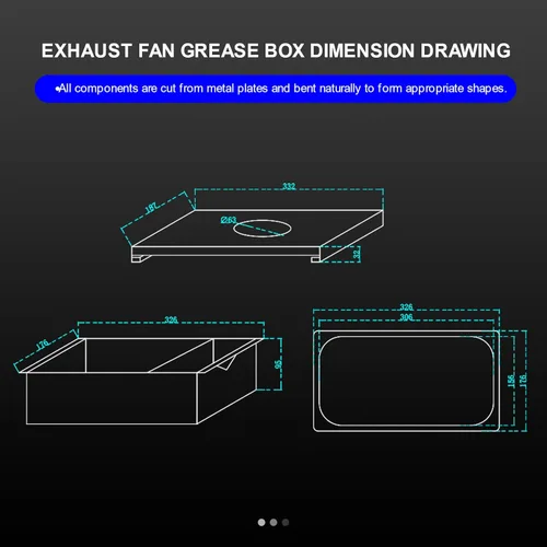 Miniatura 3 de Caja de grasa para ventilador de campana de toldo de restaurante Accesorios de campana de acero inoxidable para restaurantes Bandeja de goteo