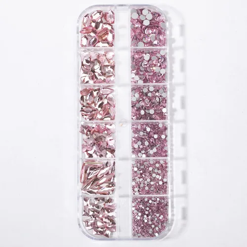 Miniatura 6 de Diamantes de imitación para arte de uñas, diamantes de imitación rosados con parte trasera plana para maquillaje, gemas de uñas, cristales de uñas