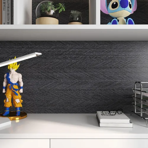 Miniatura 4 de Livelynine Papel adhesivo de grano de madera de carbón para encimeras de escritorio, impermeable, autoadhesivo, papel tapiz de mesa de cocina