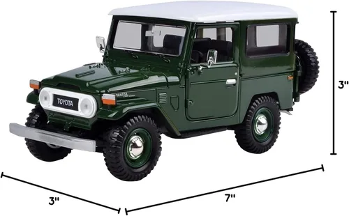 Miniatura 5 de Toyota FJ40 Verde Oscuro con Top Blanco 1/24 Diecast Model Car by Motormax