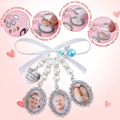 Miniatura 4 de Wedding Bouquet Photo Charms Bridal Lacy Oval Bridal Charm You are Always in My Heart DIY Bouquet Picture Charm