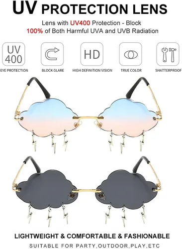 Miniatura 3 de Dollger Gafas de sol sin montura para mujer, retro, coloridas, Halloween, rave, gafas de sol de los años 90, lindas gafas de sol divertidas