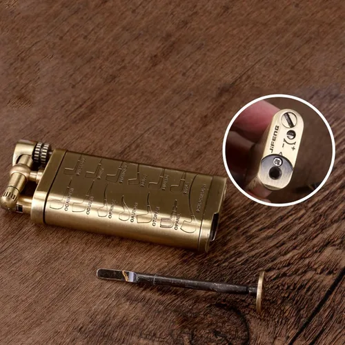 Miniatura 4 de Encendedor de rueda retro, llama suave, encendedor de trinchera, brazo de elevación antiguo, encendedor de cigarrillos de pipa de tabaco