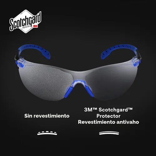 Miniatura 6 de 3M - Gafas de seguridad, serie Solus 1000, ANSI Z87, antivaho Scotchgard, lente transparente, perfil bajo, marco azul/negro
