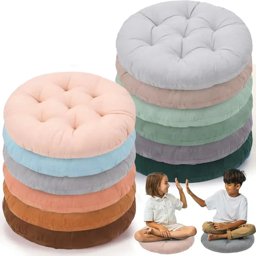 Miniatura 16 de Fumete 12 cojines de suelo de 16 x 16 pulgadas, cojines redondos de color para sillas de suelo de lectura, para niños y adultos, suministros