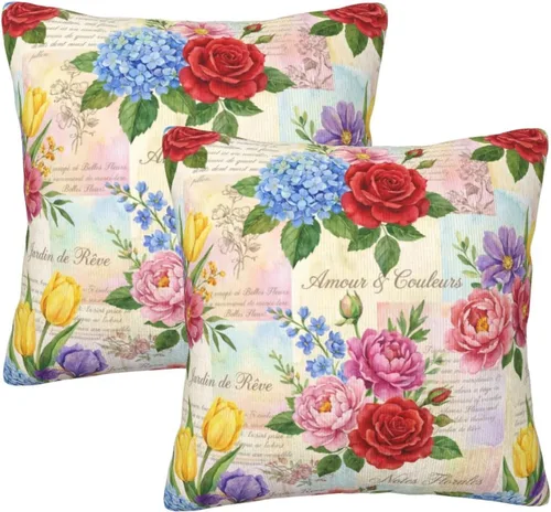 Miniatura 10 de Perinsto Juego de 2 fundas de almohada decorativas para sofá, cama, decoración del hogar, 16 x 16 pulgadas