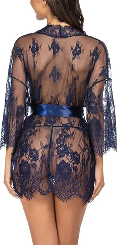 Miniatura 7 de Avidlove - Kimono de encaje para mujer, tipo babydoll, camisón de malla de lencería de talla S-5XL