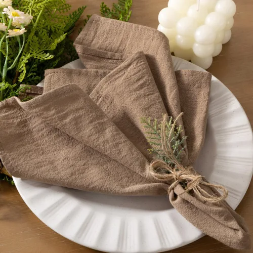Miniatura 13 de Socomi Servilletas de tela beige de verano, lavables, reutilizables, a granel, de lino, algodón, juego de 4 servilletas de 17 x 17 pulgadas