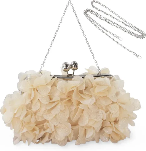 Miniatura 15 de Elegante bolso de noche para mujer, pequeño bolso de mano floral con cadena desmontable para bodas, fiestas, bailes de graduación