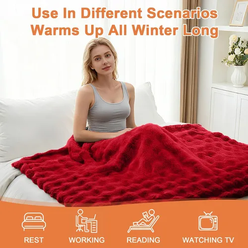 Miniatura 5 de Manta Térmica Eléctrica Manta de Lanzar 50''X 60'' (50 x 60 pulgadas)-Manta Térmica con 6 Ajustes de Calor-Apagado Automático de 4 Horas, Acogedora