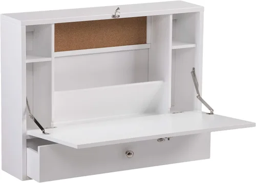 SEI Furniture Willingham - Escritorio plegable para montaje en pared, color blanco