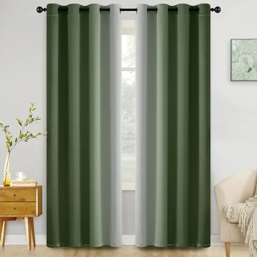 Miniatura 118 de COSVIYA Cortinas 100% Opacas Azul Degradado con Lazos Ajustables para Cocina Aislamiento Térmico Oscurecimiento de Habitación Cenefa con Bolsillo