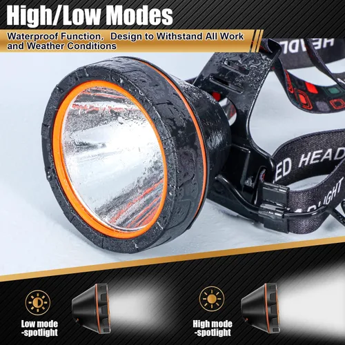 Miniatura 6 de Linterna frontal LED recargable, faro frontal impermeable súper brillante, linterna para casco duro para la caza de mapaches, pesca, camping
