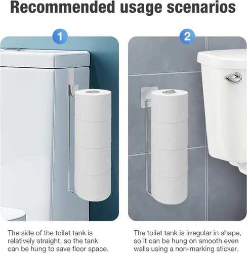 Miniatura 4 de Conworld Soporte de pared para almacenamiento de papel higiénico, dispensador portarrollos de papel higiénico sobre el tanque de reserva