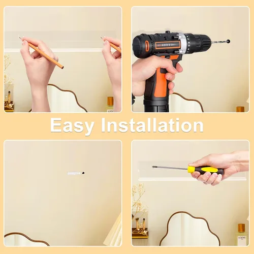 Miniatura 6 de Estante acrílico para especias de montaje en pared, estantes flotantes transparentes de 15 pulgadas, estantería colgante invisible para niños