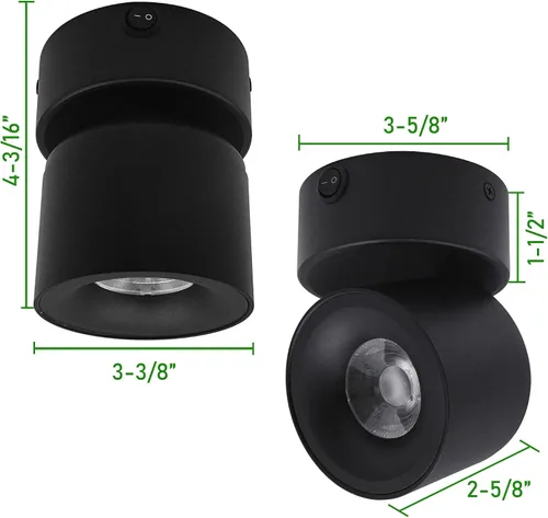 Miniatura 7 de Paquete de 2 Focos LED COB de Techo Downlight de 12V con Interruptor, Montaje en Superficie 330° Ajustable Regulable Luz de Pared para RV Lámpara