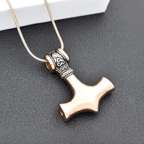 Miniatura 4 de Collar de urna de talismán de martillo de Thor vikingo nórdico para cenizas, acero inoxidable para hombre, joyería de cremación vintage, amuleto