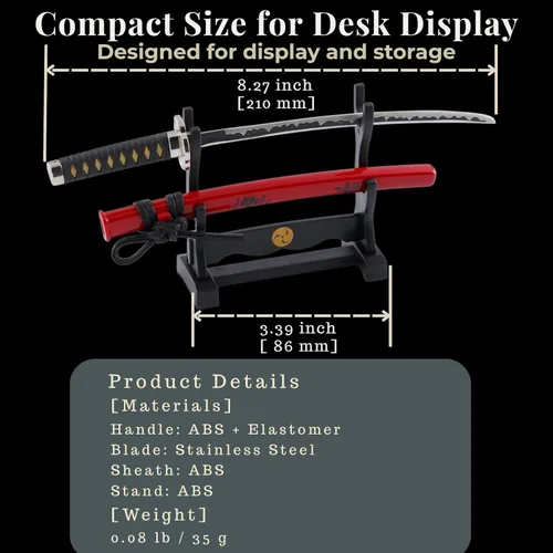 Miniatura 5 de Wablade Abrecartas Katana inspirado en samurái de 8.27 pulgadas, fabricado en Seki, Japón, con soporte y funda, abrelatas de correo japonés