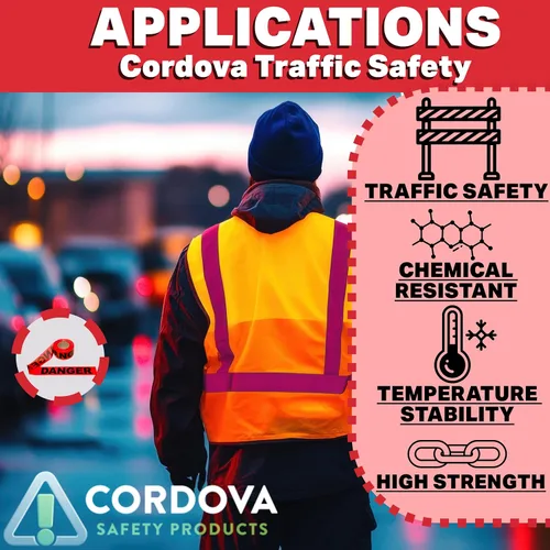 Miniatura 2 de Cordova Safety Products - T15211 Pro Pack - Cinta de barricada de peligro, juego de 12 rollos, cada rollo mide 3 pulgadas x 1000 pies, rojo, 3